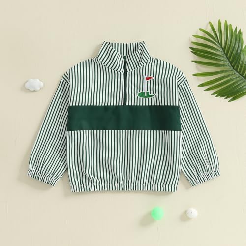 Little Boy Golf Jacket Long Sleeve Half Zipper Striped Coat Kids Fall Winter Shirt Tops4