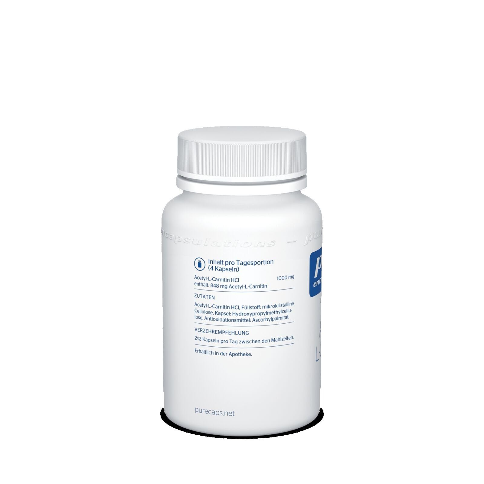 Pure Encapsulations - Acetyl L-Carnitin 250 mg– Acetylierte Form, Ohne Zusatzstoffe – 120 Kapseln