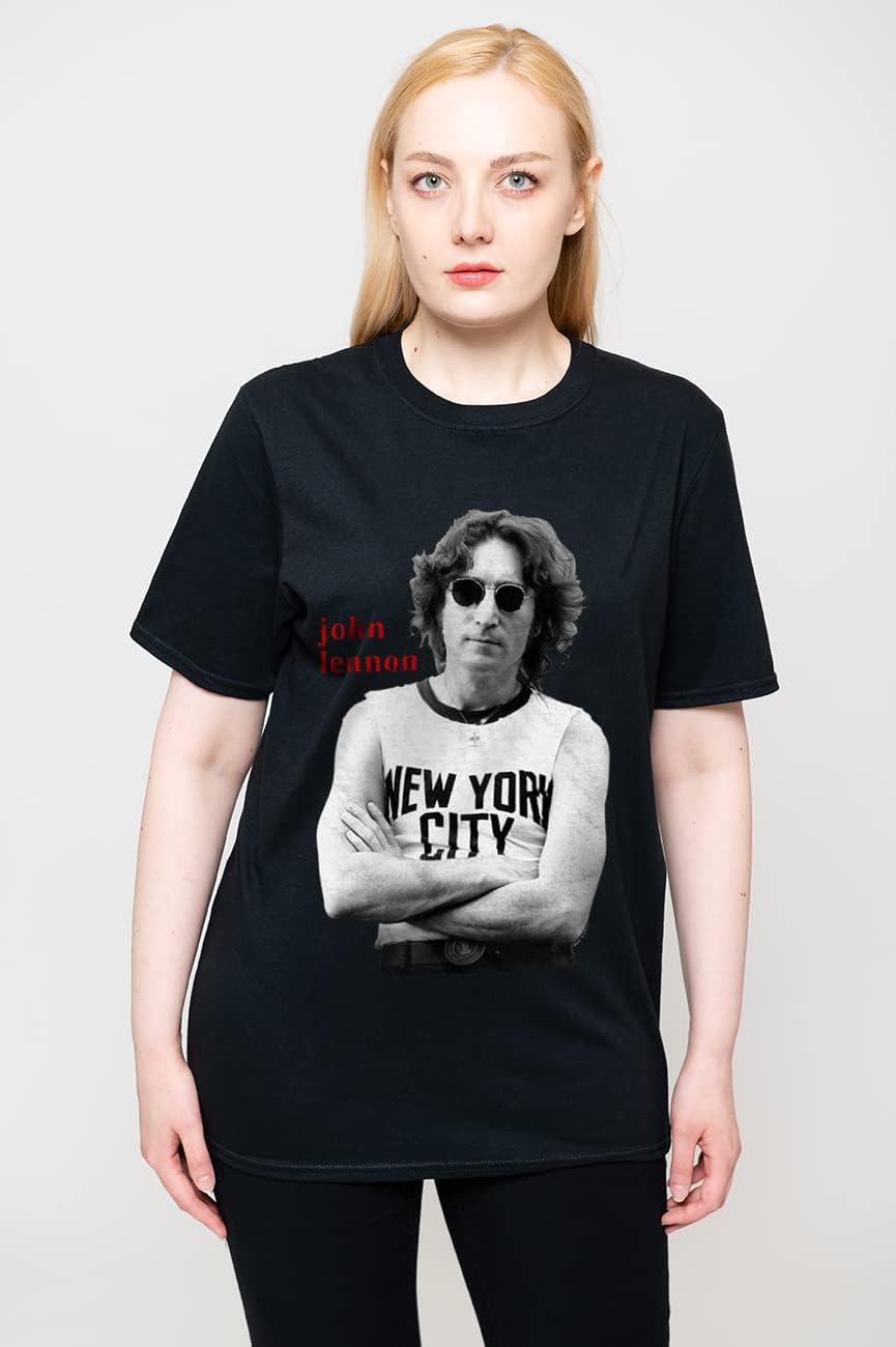 John Lennon Unisex T-Shirt: New York City B&W - Large - Image 4