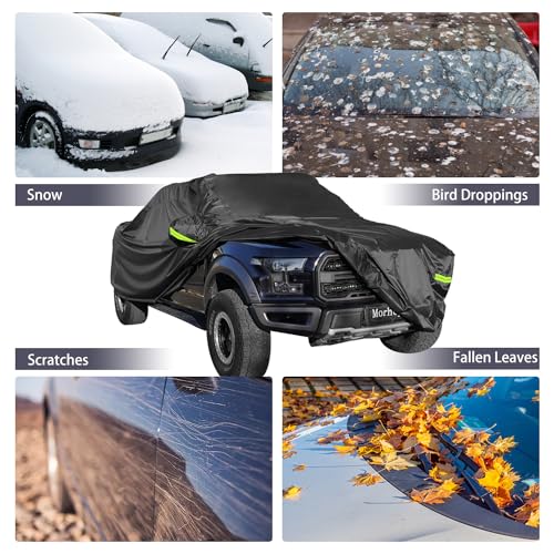 Image of Waterproof Pickup Truck Cover, All Weather Outdoor Protection | Fits Ford F-150, Chevy Silverado, Ram 1500 & Trucks Up to 210 inch,Full Protection,Windproof Design,Heavy-Duty Fabric