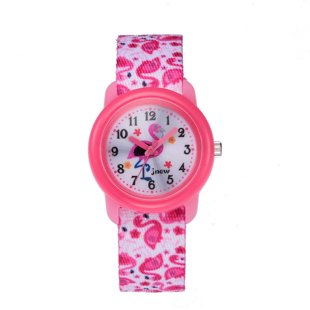 Toddler Girls Kids Children Watch,3D Cute Cartoon Breathable Fabric Band Japanese-Quartz Wristwatches Time Teacher Gifts Watches for Kids Girls Toddlers (Flamingo)