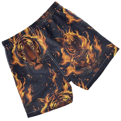 Pigsaly Boys Swim Trunks Fire Tiger Head Boys Board Shorts Swimsuit Swimwear Summer Bathing Suit XS Multicolor2