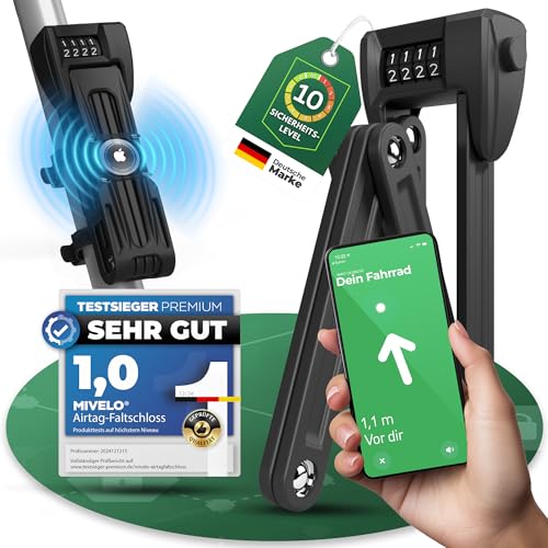 MIVELO Fahrradschloss Faltschloss mit AirTag Geheimfach I Zahlenschloss...