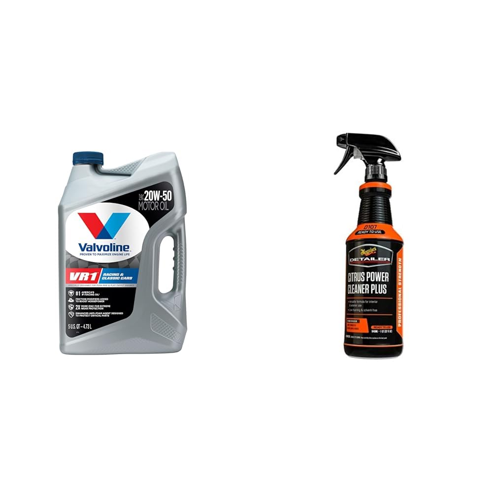x Meguiar’s Winning in Style Bundle with VR1 Racing SAE 20W-50 Motor Oil and Meguiar's Interior Detailer and Degreaser for Unbeatable Protection Inside and Out