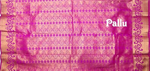 Image of VFCollections Women's Kanchipuram Silk Pure Pattu Sarees With Blouse