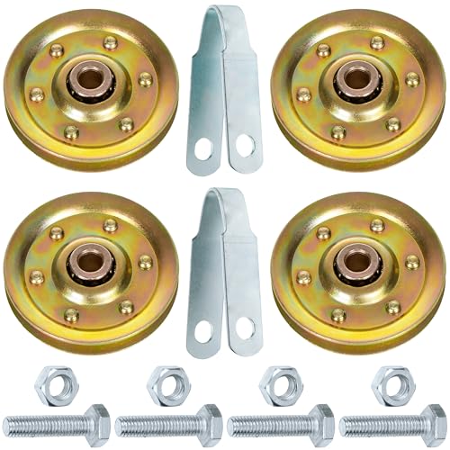 Heavy Duty Garage Door 3 Pulley Kits 3/8 Arbor 200LB Load Complete Hardware Included