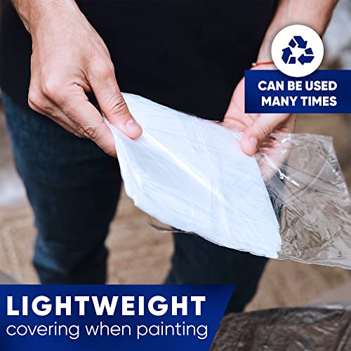 Deihome Plastic Paint Drop Cloth 9X12 Feet - 15-Pack Painters Plastic Drop Cloth - 0.7Mic Thick Plastic Sheeting For Painting - Disposable Painting Tarp - Clear Plastic Drop Cloth, Furniture Cover Set #TOP6