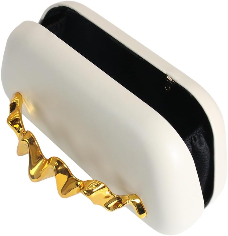 UMREN PU Leather Clutch Purse for Women Acrylic Evening Handbag Crossbody Purse Trendy Metal Decoration Shoulder Clutch Bag - Image 6