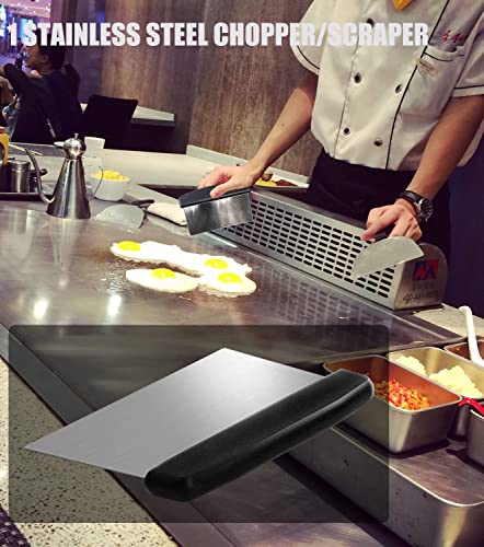 Fifit Kitchen Flat Top Griddle Accessory Tool Kit 6 Pieces, 2 Bottles,2 Spatulas, Chopper Scrapper And Tong Perfect Fit For Cooking Indoor Or Outdoor #TOP6