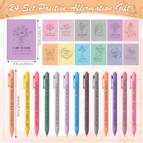 Image of Mooliwe 24 Pcs Affirmation Notebooks Pens Bulk Gifts, Gratitude,Pastel | Small Bags Included, Motivational Notepads for Women, Daily Affirmations Journal, Stress Relief Self-care, Employee Rewards
