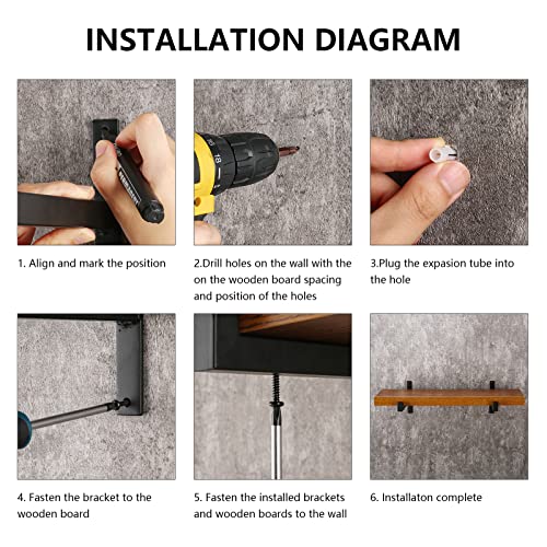 Floating Shelf Brackets 10 Inch, Heavy Duty Industrial Shelf Square Bracket, Wall Mounted Hanging Metal Shelving Supports With Lip, Black 10 Pack, Home Master Hardware #TOP6