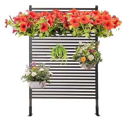 Metal Outdoor Privacy Screens Fence Screen for Outside Screen Freestanding for Patio Lawn Deck Outdoor Privacy Panels for Backyard Patio Garden Black (6 x 3FT with Feet)