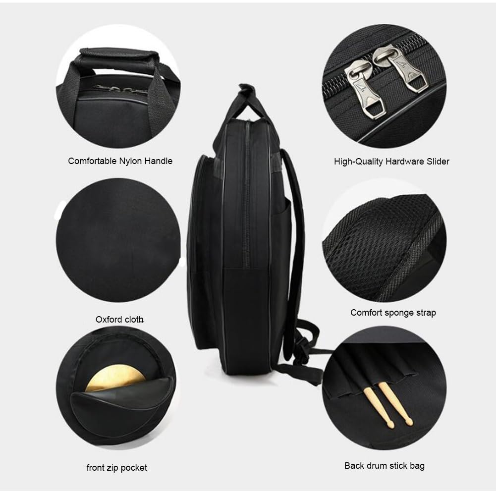 Bolsa para platillos de 20 ", Estuche para platillos de Tela Oxford, Accesorios para Instrumentos Gruesos, diseño Interno de múltiples Compartimentos, para platillos de hasta 20 Pulgadas