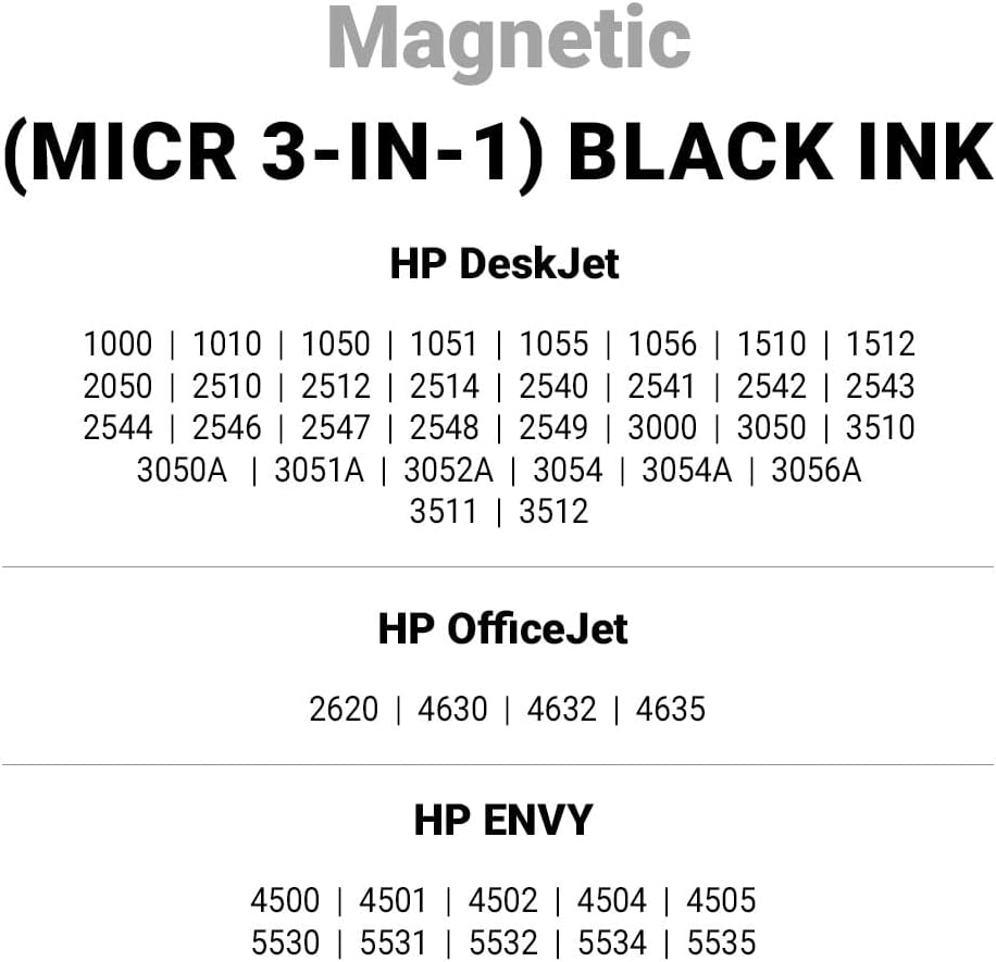 VersaInk-Nano HP 61 MXL Titan-Magnetic (MICR 3-in-1) Black Ink Cartridge Replacement of HP 61 and 61 XL, Works with HP DESKJET 3510,1010,3050,3050A,3000,1000,2540, Envy 5530,4500, OFFICEJET 4630