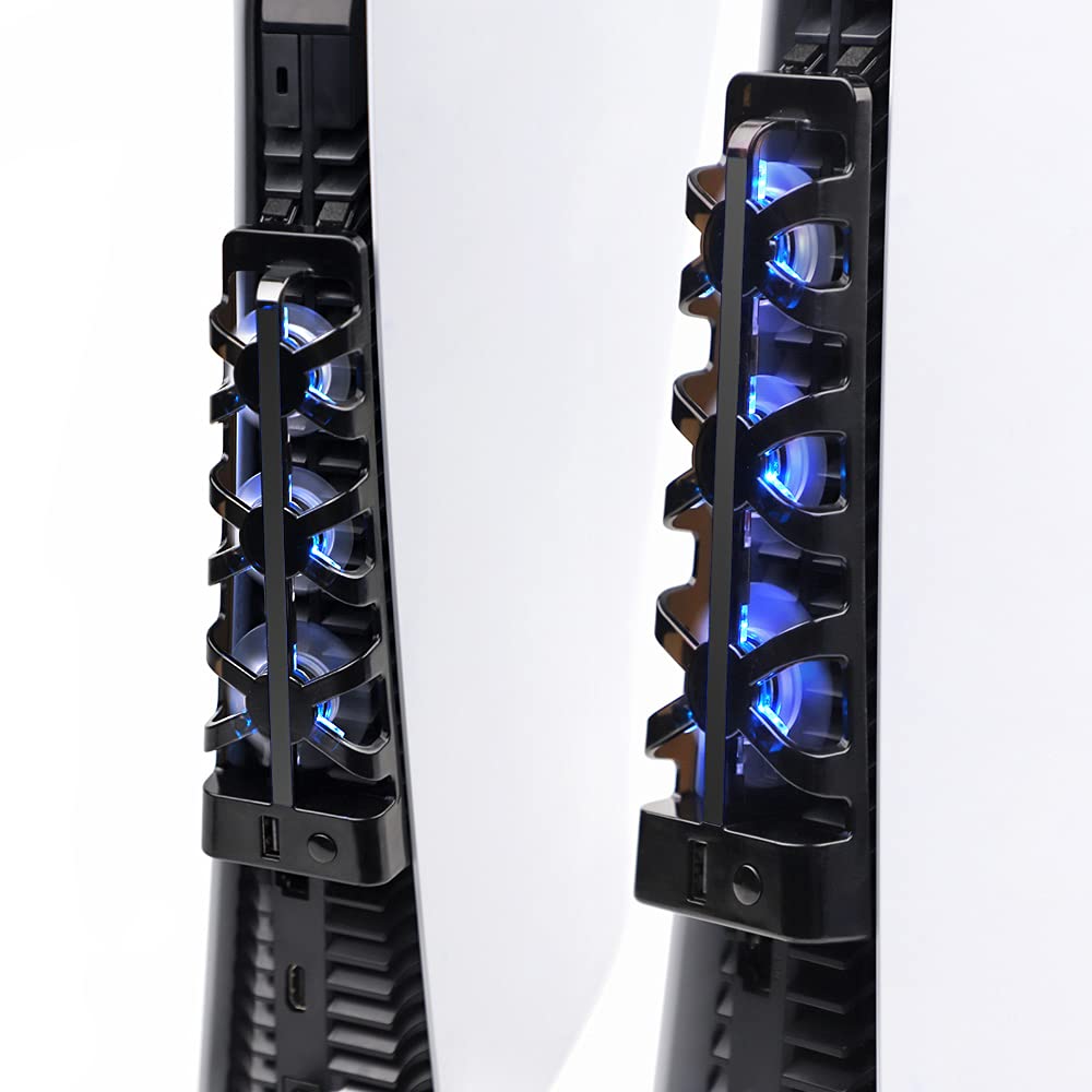 Ventola di raffreddamento silenziosa migliorata per PS5 con velocità regolabile, ventole di raffreddamento USB per console di gioco, con porta USB 3.0 sia per dischi che per edizioni digitali