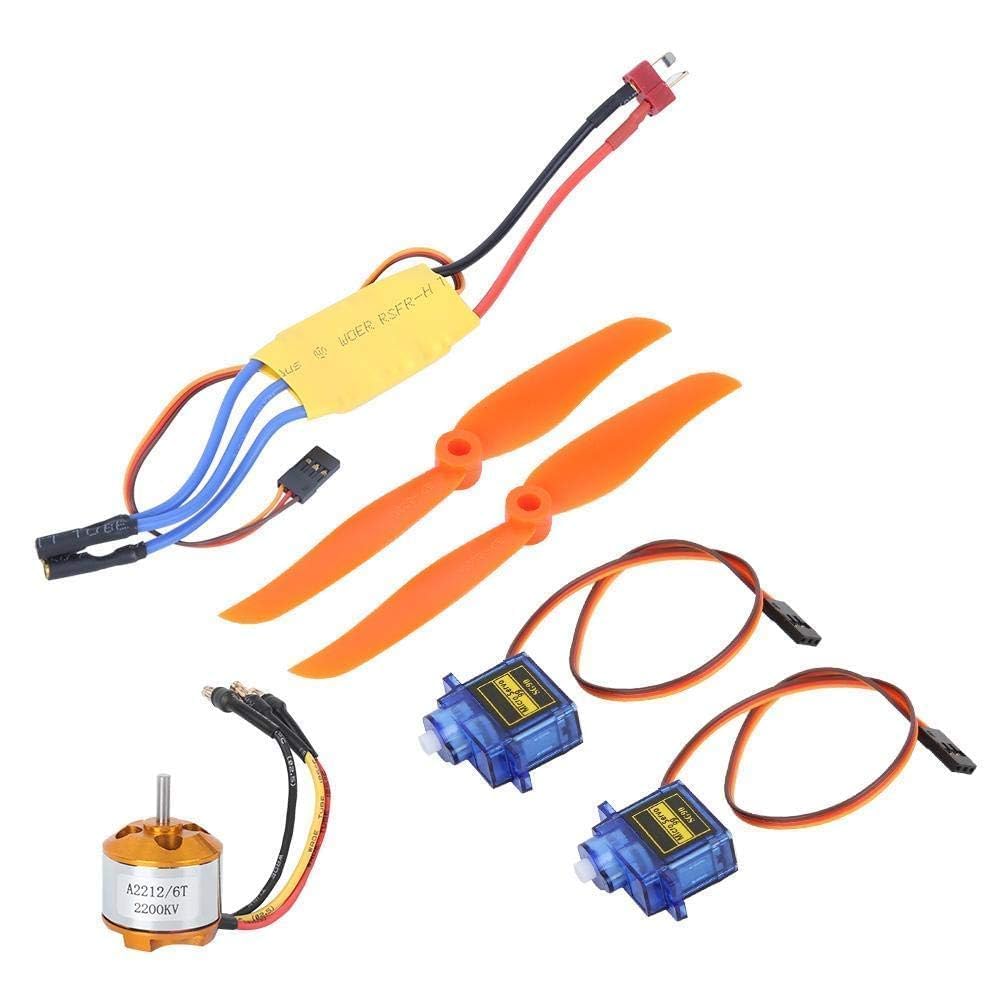 A2212 2200KV Motor sin escobillas 30A ESC SG90 9G Servo 6035 Hélice para accesorios de avión de ala fija RC(2200KV Motor + 6035 Propeller + 9G Servo + 30A ESC)