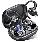 Jesebang Wireless Earbuds, Bluetooth 5.3 Headphones, 2024 Wireless Earphones HiFi Stereo Sound with ENC Mic, Sport Headsets in Ear EarHooks for Running, 40H Dual LED Display, IP7, Black