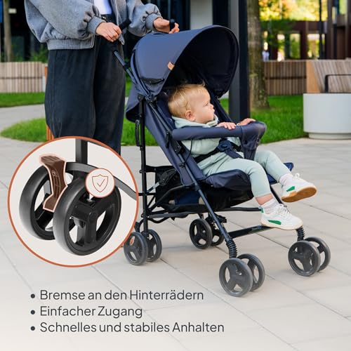 4. Bild von LIONELO Elia Buggy Klein Zusammenklappbar Kinderwagen Bis 15 Kg, Rücken Und Fußstützenverstellung Hinterradbremse, Moskitonetz, Einkaufskorb