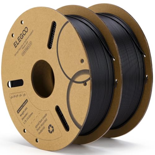 ELEGOO PLA Filament 1.75mm Black 2KG 3D Printer Filament Dimensional Accuracy +/- 0.02mm 2 Pack 1kg Cardboard Spool(2.2lbs) 3D Printing Filament Fits for Most FDM 3D Printers