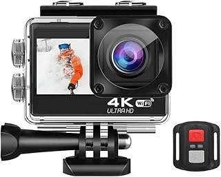 ILETD Video Action Camera 4K Action Camera 4K 60FPS 24MP 2.0 Touch LCD Dual Screen Remote Control WiFi Waterproof Helmet Go Sports Video Recorder (Size : Option 4, Color : Nero)