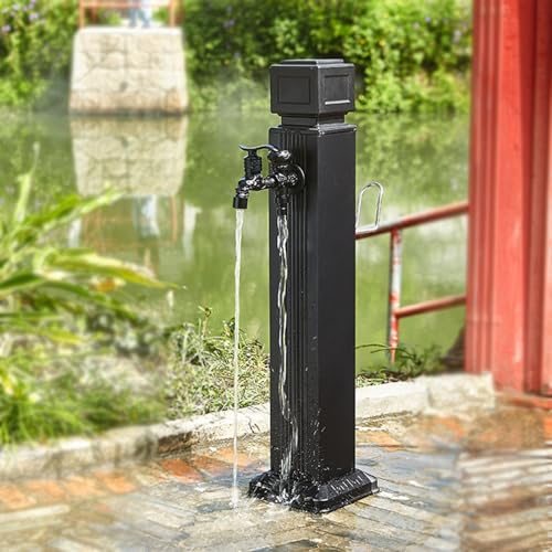 Columna de Agua de Acero Inoxidable con Grifo Doble, Postes de Fuente de riego Antiguos de 74 a 114 cm de Alto para riego al Aire Libre, jardinería y Lavado de Manos, Man