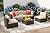 Vongrasig 6 Piece Small Patio Furniture Sets, All Weather PE Wicker Rattan Outdoor Sectional Sofa Conversation Couch with Glass Table, Cushions and Red Pillows, for Lawn, Garden, Backyard (Beige)