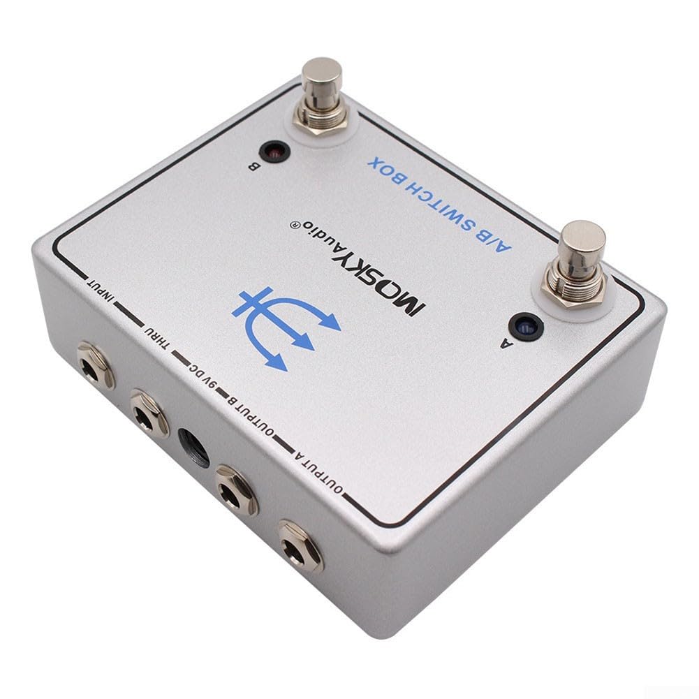 AB Switch - Pedale per chitarra a 2 vie, segnale router in metallo | Routing del segnale a 2 vie, seleziona Amp A o B, ideale per passare tra amplificatori, design compatto