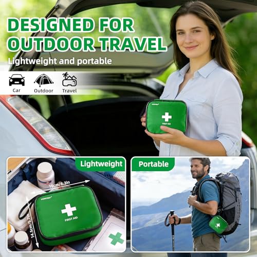 HONYAO Mini First Aid Kit 125 Pcs, Portable Survival Kits, Emergency Compact First Aid Bag - Safety Essentials for Travel Camping Car Home Office Workplace Kids Hiking Motorbike Holiday Cycling - Image 6