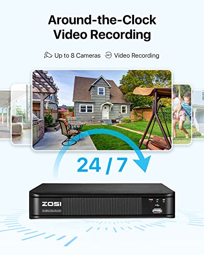 Zosi 8Ch H.265+ Home Security Camera System Outdoor, 8 Channel 1080P Hd-Tvi Dvr & 4 X 720P Surveillance Cctv Dome Camera With 80Ft Ir Night Vision, Motion Detection, Remote Access(No Hard Drive) #TOP5