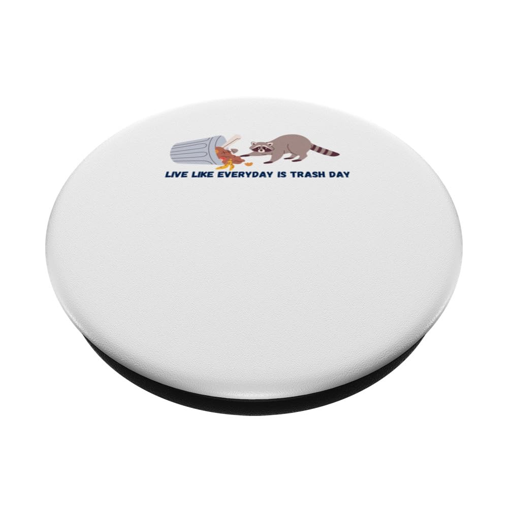 Live Like Everyday is Trash Panda Day Funny Garbage Racoon PopSockets Swappable PopGrip, Black - Image 2