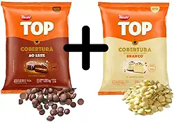 Kit Chocolate Gotas Cobertura Top 1kg Ao Leite e Branco Harald