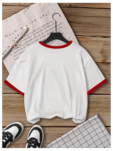 SHENHE Girl's Cute Summer Graphic T Shirt Crew Neck Short Sleeve Ringer Tee Loose Top2