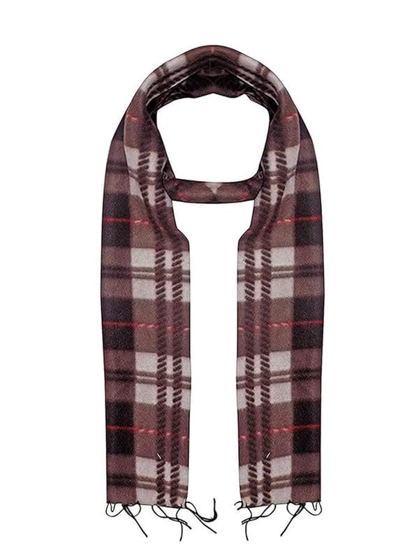 Men's and Women's Dark Brown Check Fleece Muffler Cum Scarf (Dark Brown Check, Free Size)-picture-34