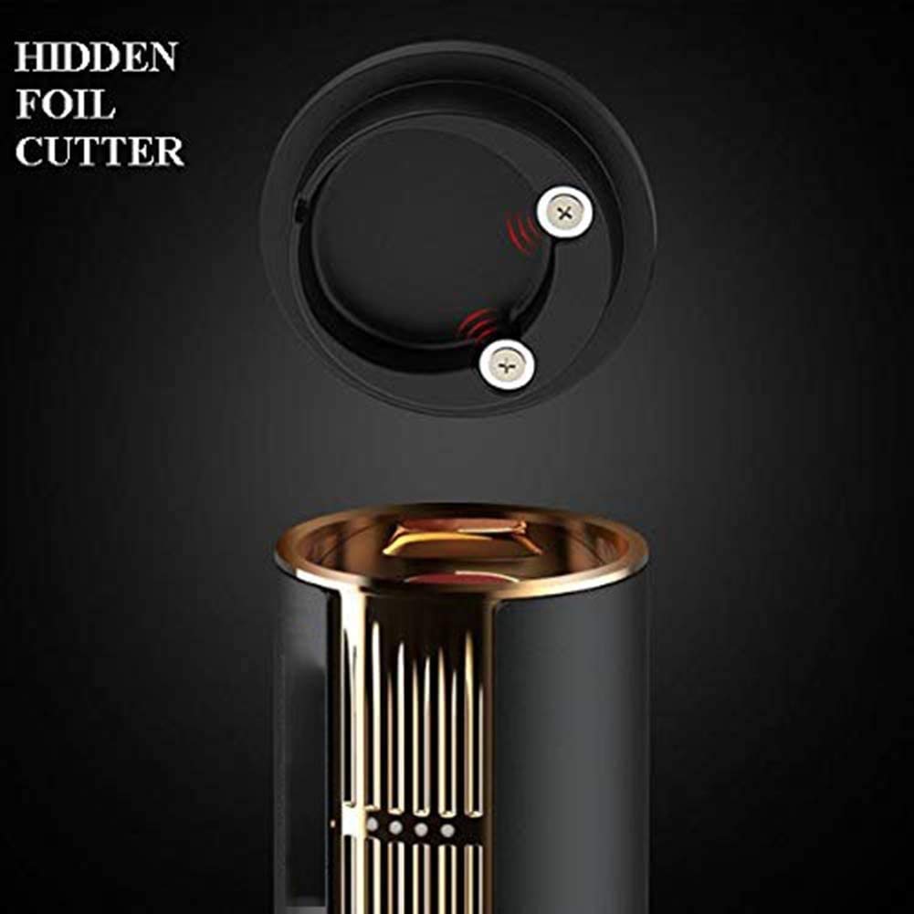 Abridor de vinos eléctricos, abrelatas automáticos del sacacorchos de la Botella de Vino eléctrico con Cortador de lámina, abridores de vinos Recargables USB (Negro)