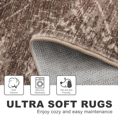 KILOCOCO Boho Entryway Rug 2x3 Printed Small Area Rug Indoor Door Mat Machine Washable Kitchen Rugs Super Soft Non Slip Throw Rugs for Bedroom Entrance Geometric Laundry Room, Rust Red