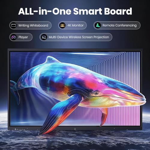 Image of 54'' 4K UHD Smart Board, Interactive Digital Whiteboard, 20-Point Touchscreen, All-in-One Electronic Whiteboard for Office Classroom Home Business