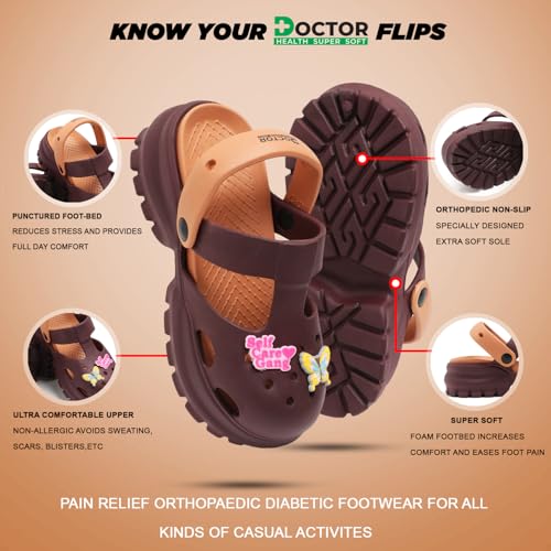 Image of DOCTOR HEALTH SUPER SOFT Stylish and Light Weight & Waterproof Anti Skid Women Clogs with Cushioned Footwear || Comfortable with Adjustable Back Strap Women Clog Everyday Wear