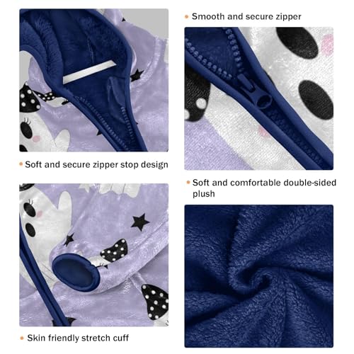 Cute Ghosts with Bows Flying Toddler Fleece Jacket Girl Boys Hooded Fleece Jacket Coat Warm Outwear Zip-up 3-10T3