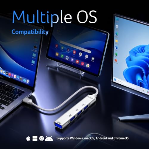 Image of Acer MultiLink 4-in-1 USB Hub with 1 x USB 3.0 & 3 x USB 2.0 Ports | Up to 5Gbps High-Speed Data Transfer | Plug & Play Portable Aluminum USB Splitter for Laptop, PC, Desktop & Compatible USB Devices