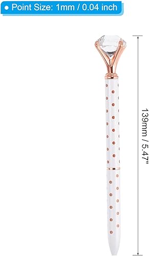 Miniatura 2 de PATIKIL Bolígrafo de tinta negra, paquete de 6 bolígrafos de metal con giro de diamante de cristal, punta media de 0.039 pulgadas para tomar notas,