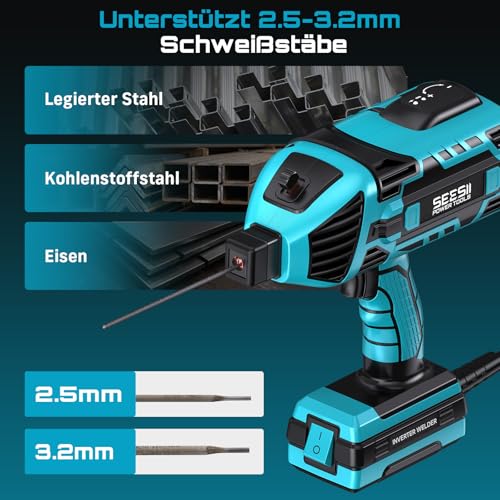 Seesii Handschweißgerät 220V, IGBT Inverter ARC Tragbare Schweißmaschine - 6 Stromstärkenverstellung, für 2,5-3,2 mm Elektroden, für Reparaturen, Professionelle Schweißprojekte (mit Schutzbrille)
