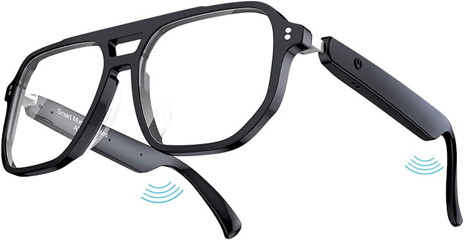 Gafas Inteligentes y Gafas con Audio Bluetooth con Altavoces, Lentes de luz Azul para Juegos, Lectura y computadora, Llamadas con Manos Libres, Gafas con Sonido de oído Abierto, IP5 a