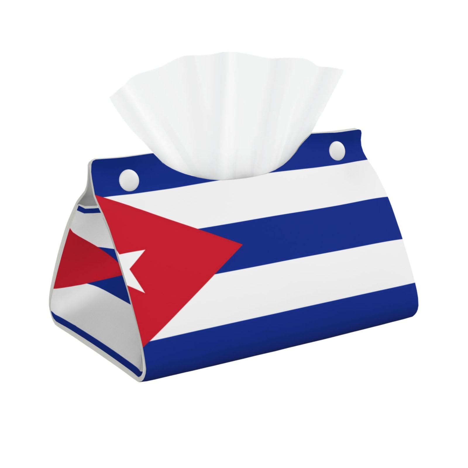 Cuban flag Long Leather Tissue Box Cover-Waterproof PU Leather Tissue Holder for Bathroom, Decorative Rectangular Tissue Case