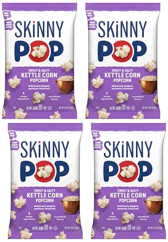 Image of SkinnyPop Popcorn, Sweet & Salty Kettle, Whole Grain, Dairy-Free Snack, 5.3oz Bag, (Pack of 4)