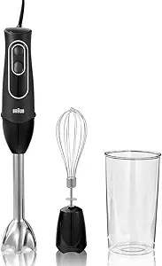 Braun MultiQuick 5 Immersion Hand Blender with Dual Speed + Turbo and Patented Technology, 350W - Includes Beaker and Whisk, Black, MQ505