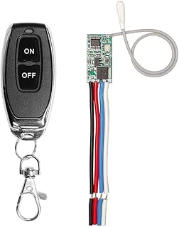QIACHIP Universal Wireless RF Remote Control Switch 12V 24V 1CH 433Mhz RF Transmitter and Receiver kit on/Off 1-Channel Power Switches Momentary Toggle Latched Mode