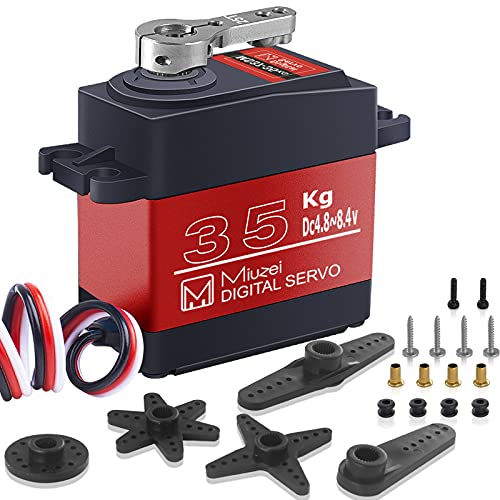 Miuzei 35kg Servo Motor, Coreless High Torque Servo Digital Motor, 8.4V 270Â° Stainless Steel Gear Steering Servo, Waterproof Servo Compatible with Arduino, Robotic DIY, RC Car/Crawler Robot/Boat