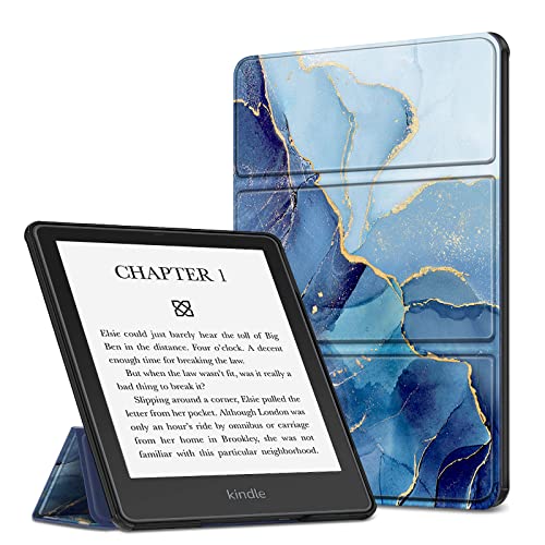 Fintie Trifold Case for 6.8' Kindle Paperwhite (11th Generation-2021) and Kindle Paperwhite Signature Edition - Ultra Lightweight Slim Shell Stand Cover Auto Wake/Sleep, Ocean Marble