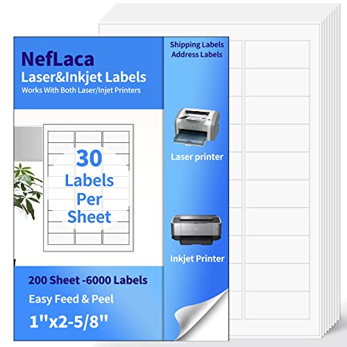 1x25/8 Shipping Address Labels, Blank Mailing Labels