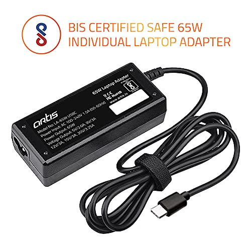 Image of Artis 65W USB Type C Compatible Laptop Adapter with Power Cable